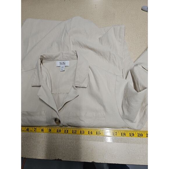 Myra Fantasy Jumpsuit Womens Sz Med Neutral Cropped Lagenlook Button Front - Picture 6 of 9